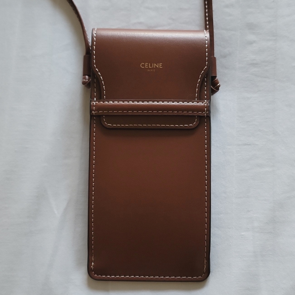 Celine Brown Leather Phone Holder